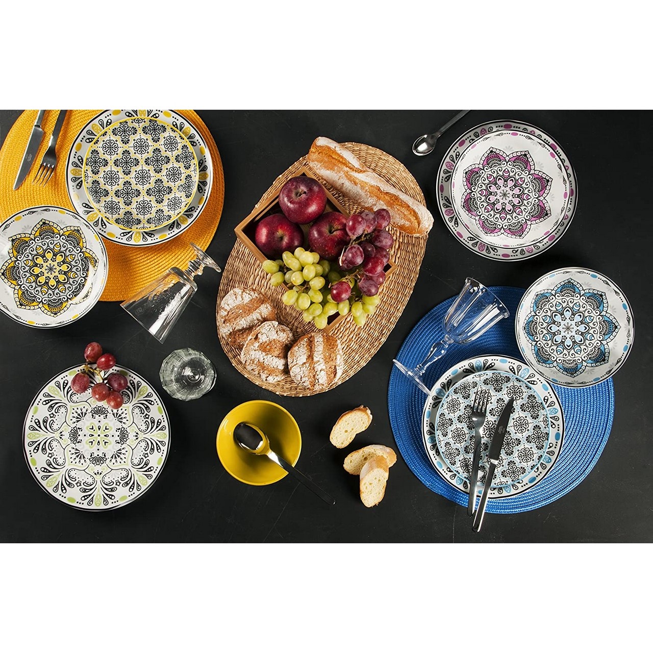 Acquista online Servizio piatti porcellana decorata ROMA 18 pezzi cod.62494 Excelsa